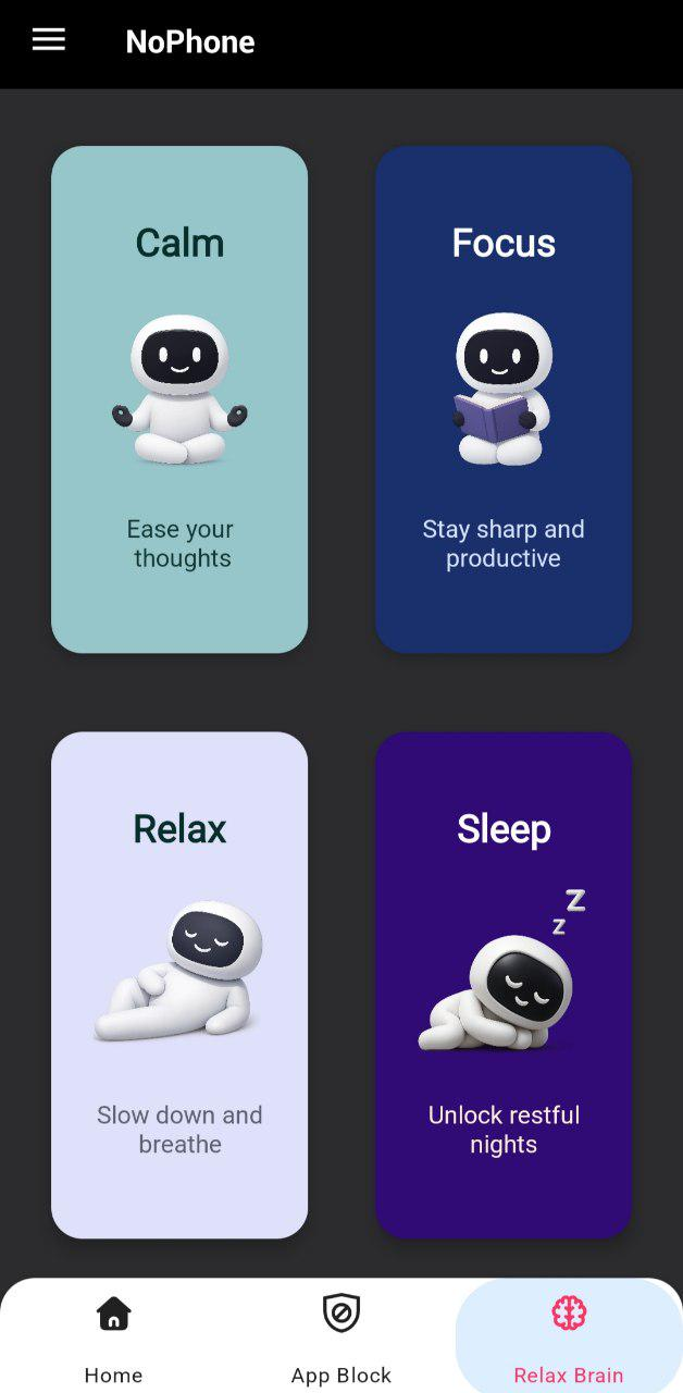 NoPhone focus challenge screen